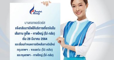 บางกอกแอร์เวย์ส แจ้งกลับมาเปิดให้บริการเที่ยวบินในเส้นทาง ภูเก็ต –หาดใหญ่ (ไป-กลับ) เริ่ม 28 มีนาคม 2564 และเลื่อนกำหนดการเปิดเส้นทางบินใหม่ กรุงเทพฯ-ขอนแก่น (ไป-กลับ) และกรุงเทพฯ-หาดใหญ่ (ไป-กลับ) บางกอกแอร์เวย์ส แจ้งกลับมาเปิดให้บริการเที่ยวบินในเส้นทาง ภูเก็ต –หาดใหญ่ (ไป-กลับ) เริ่ม 28 มีนาคม 2564 และเลื่อนกำหนดการเปิดเส้นทางบินใหม่ กรุงเทพฯ-ขอนแก่น (ไป-กลับ) และกรุงเทพฯ-หาดใหญ่ (ไป-กลับ)