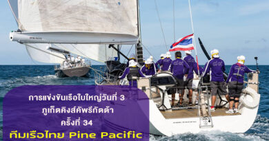 การแข่งขันเรือใบใหญ่วันที่ 3 ภูเก็ตคิงส์คัพรีกัตต้าครั้งที่ 34ทีมเรือไทย Pine Pacific ติดลมบนครองผู้นำตารางอีกวัน