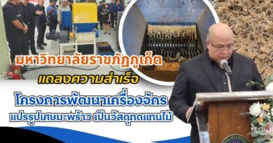 มหาวิทยาลัยราชภัฏภูเก็ต แถลงสำเร็จ โครงการพัฒนาเครื่องจักรแปรรูปเศษมะพร้าว เป็นวัสดุทดแทนไม้