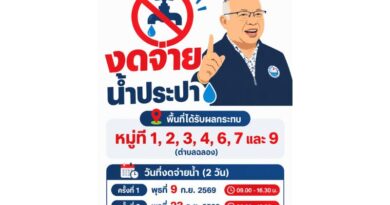 ย้ำอีกครั้ง! วันนี้งดจ่ายน้ำประปา 09.00–16.30 น. ขอให้พี่น้องชาวฉลองในพื้นที่ที่ได้รับผลกระทบ เตรียมสำรองน้ำไว้ให้เพียงพอ